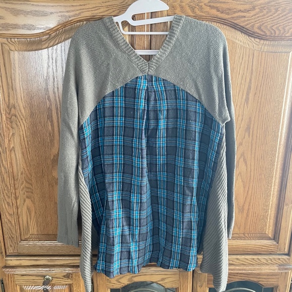 Mystree Chunky Knit Tan Sweater M/L Crew V-Neck - Picture 2 of 7